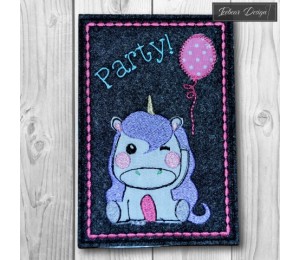 Stickdatei - ITH Postkarte Einhorn Party